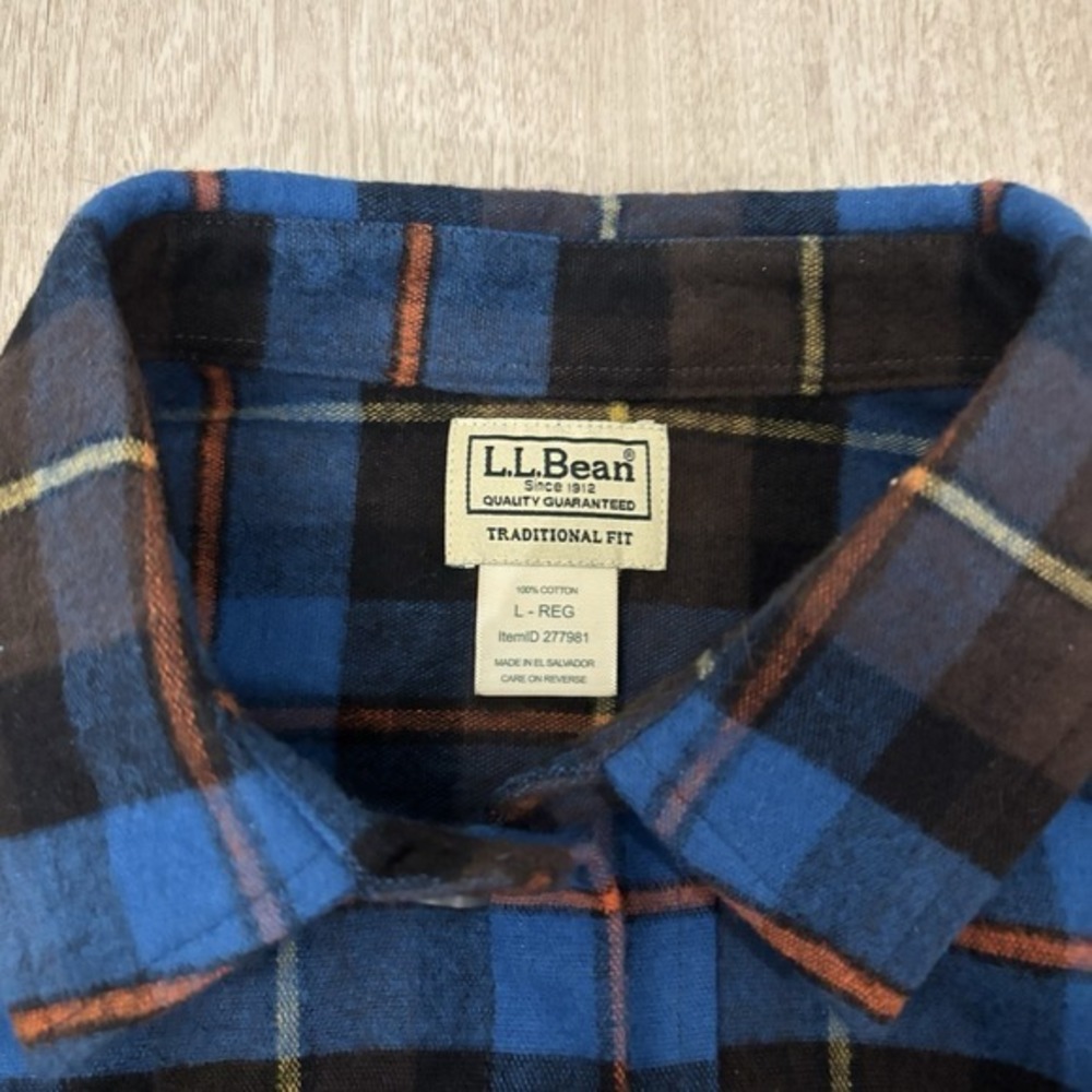 Vtg‎ LL Bean Flannel Shirt Mens L Blue Scotch Plaid Button Down Hiking Outdoor - Picture 2 of 11